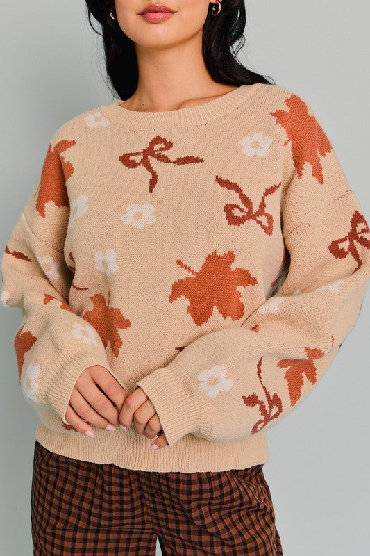 Maple Leaves Knit Sweater